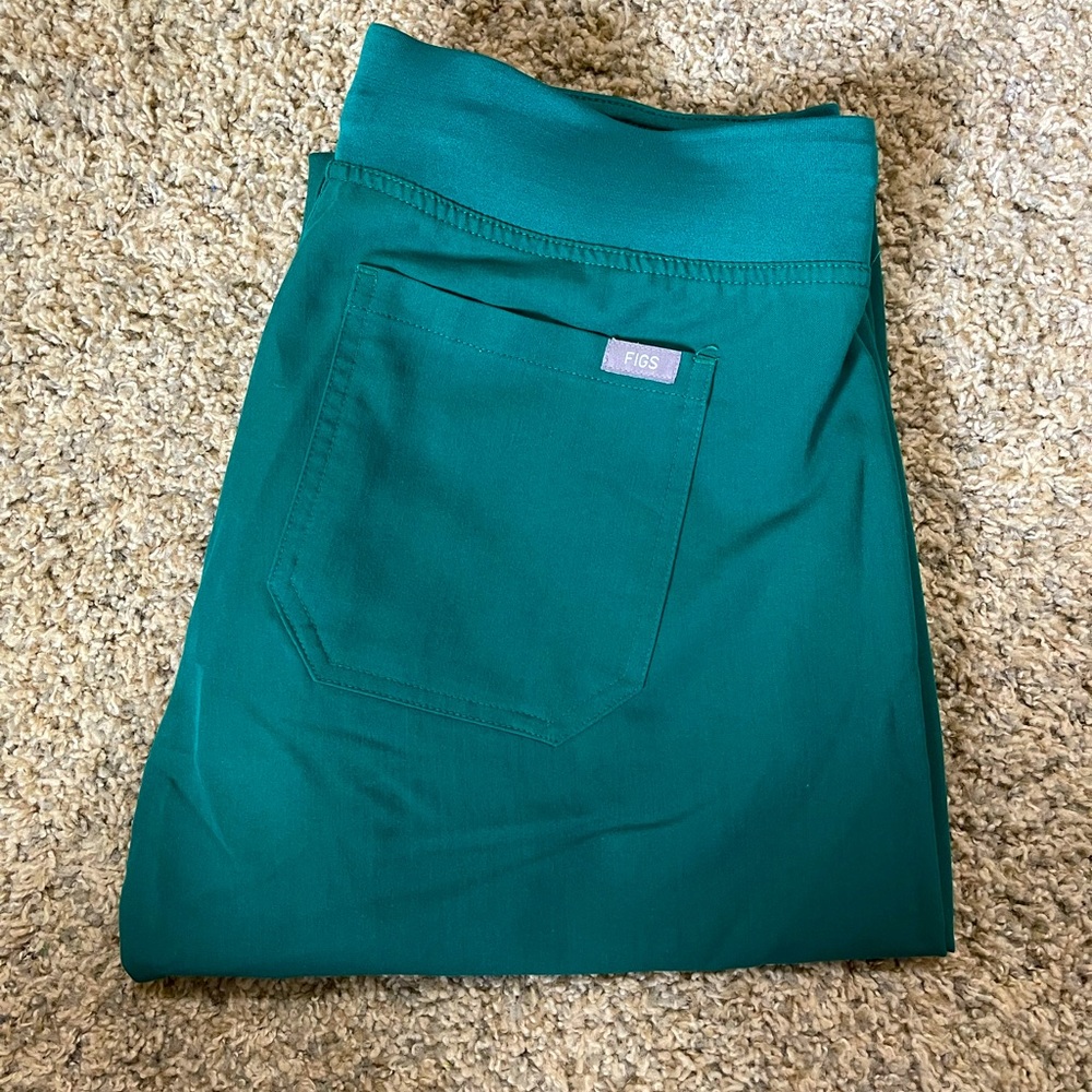 Hunter Green Figs Livingston Basic Scrub Pants-Petite